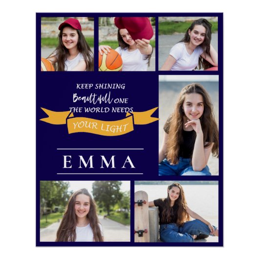 Keep Shining Quote Multi Photo Afstuderen Foto Perfect Poster (Voorkant)