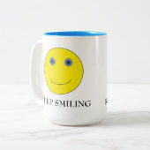 Keep Smiling Tweekleurige Koffiemok (Voorkant links)