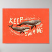 Keep Swimming Whales Poster (Voorkant)