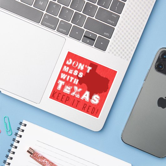 Keep Texas RED-autosticker - Texas GOP sticker (Laptop met iPhone)