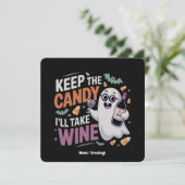 Keep the Candy, I’ll Take the Wine Funny Halloween Kaart (Staand voorkant)