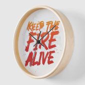 Keep the Fire Alive wandklok, 10" Rond Natuurlijk (Hoek)