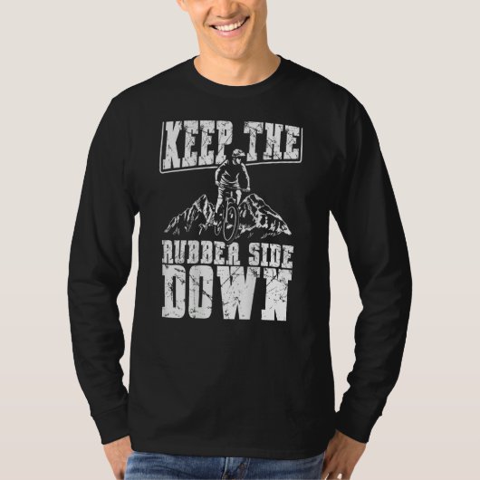 Keep The Rubber Side Down Backprint Mtb T-shirt (Voorkant)