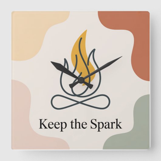 Keep The Spark Vierkante Klok (Voorkant)