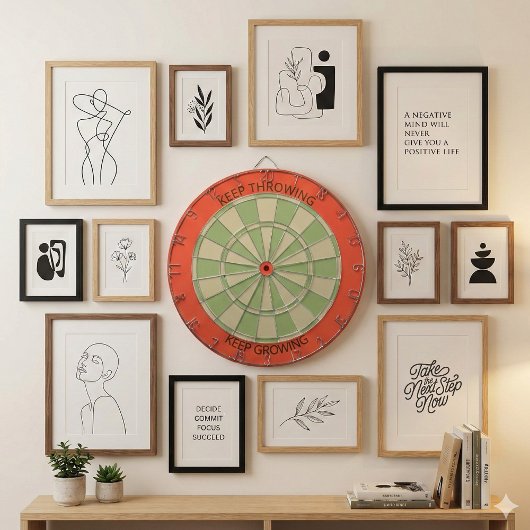 Keep Throwing Keep Growing Minimalist Sage Green Dartbord