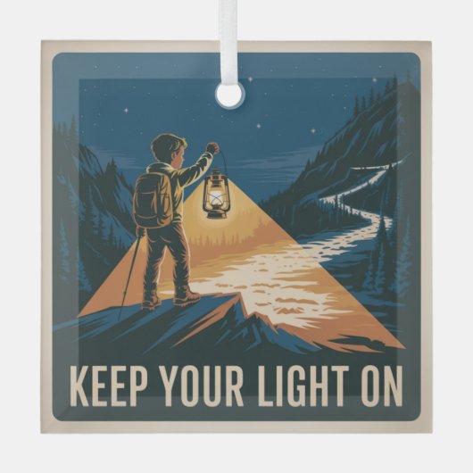 Keep Your Light On Glas Ornament (Voorkant)