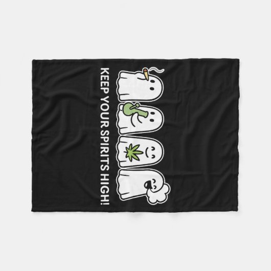 Keep Your Spirits High Ghost Smoking Weed Hallowee Fleece Deken (Voorkant (Horizontaal))
