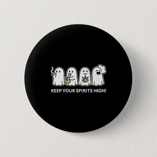 Keep Your Srits High Ghost Smoking Weed Halloween  Ronde Button 5,7 Cm (Voorkant)