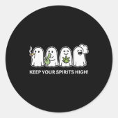 Keep Your Srits High Ghost Smoking Weed Halloween Ronde Sticker (Voorkant)