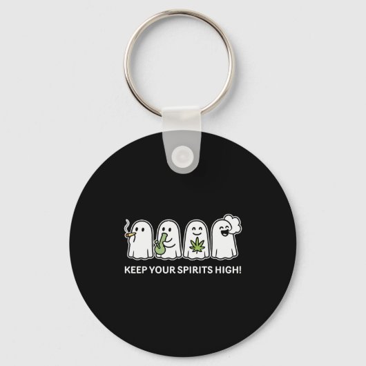 Keep Your Srits High Ghost Smoking Weed Halloween  Sleutelhanger (Voorkant)