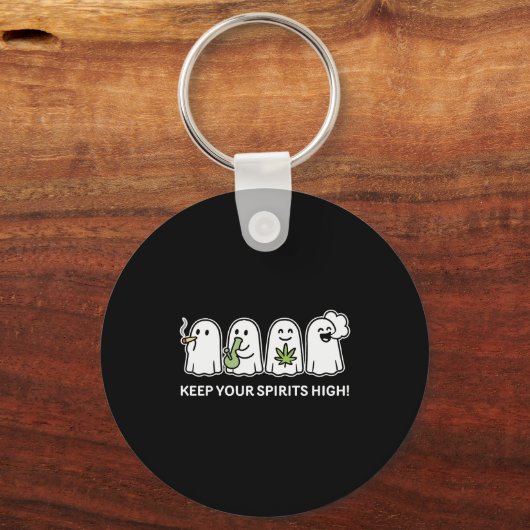 Keep Your Srits High Ghost Smoking Weed Halloween  Sleutelhanger (Voorkant)