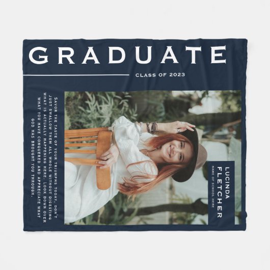 Keepaardfoto's en citaat Afstuderen Gift Navy Blue Fleece Deken (Voorkant (Horizontaal))