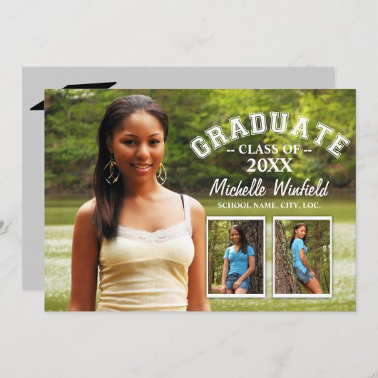 Keepaardje 3 Foto Moderne Text Overlay Afstuderen Kaart (Voorkant / Achterkant)