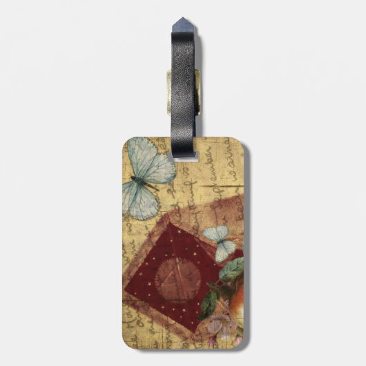  keepaardvlindercollage bagagelabel (Achterkant verticaal)