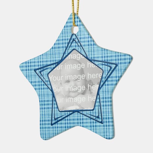 Keepasje Blue Baby's eerste kerstOrnament Keramisch Ornament (Links)