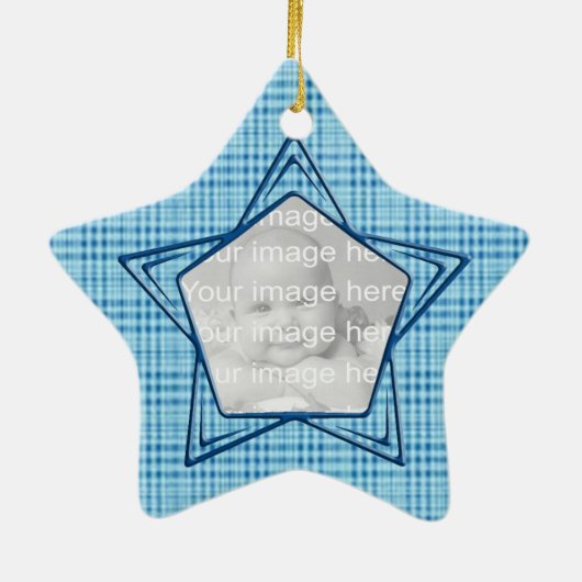 Keepasje Blue Baby's eerste kerstOrnament Keramisch Ornament (Achterkant)