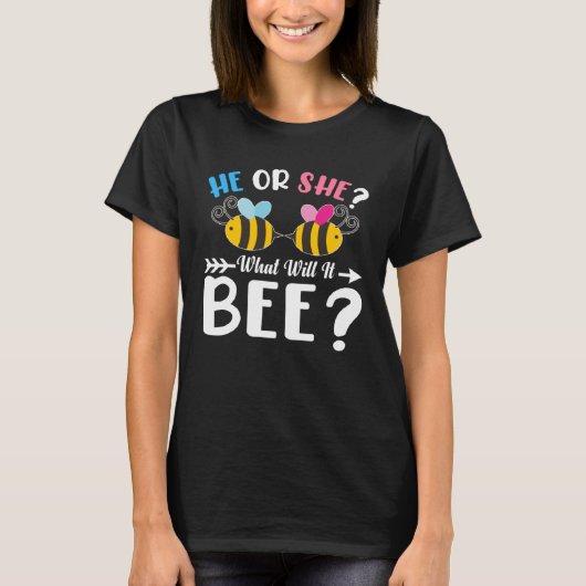 Keeper of Gender Reveal What Will it Bee He or She T-shirt (Voorkant)