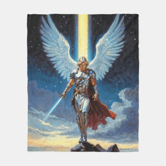 Keeper of the Celestial Gate Archangel Michael Fleece Deken (Voorkant)