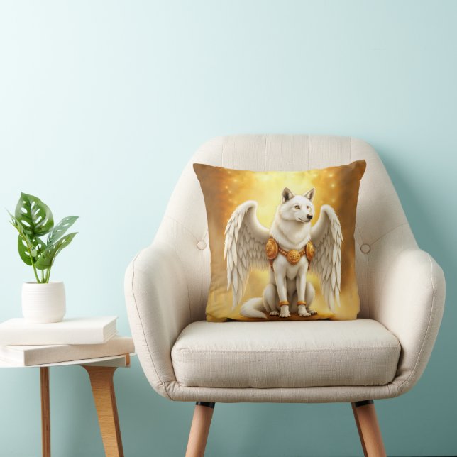 Keeper of the Dawn – The White Winged Wolf.  Kussen (Stoel)