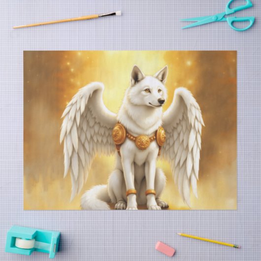 Keeper of the Dawn – The White Winged Wolf. Tissuepapier (Craft)