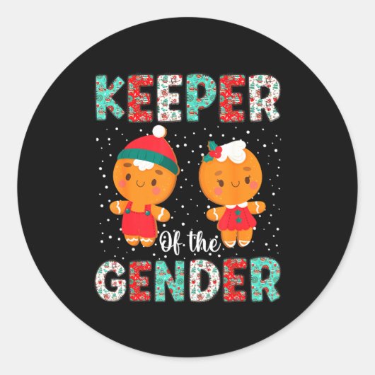 Keeper Of The Gender Funny Christmas Shirt Gingerb Ronde Sticker (Voorkant)