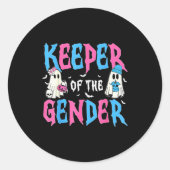 Keeper Of The Gender Pumpkin Halloween Baby Gender Ronde Sticker (Voorkant)