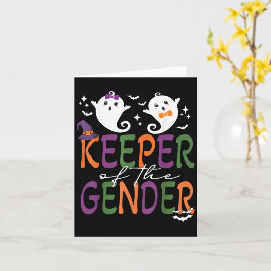 Keeper Of The Gender Reveal Halloween Pregnancy An Kaart (Gele Bloem)