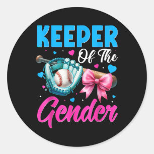 Keeper van het geslacht Baseball of Bows Gender Re Ronde Sticker