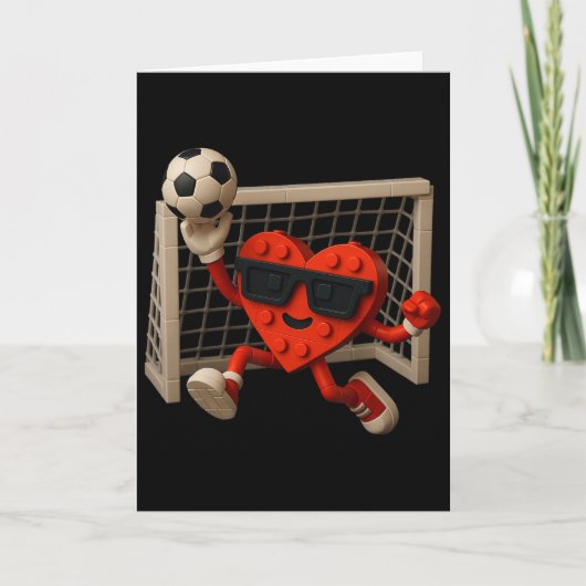 Keepers Valentijnsdag Voetbal Hart Bouwsteen Kaart (Voorkant)