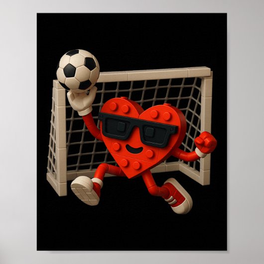 Keepers Valentijnsdag Voetbal Hart Bouwsteen  Poster (Voorkant)