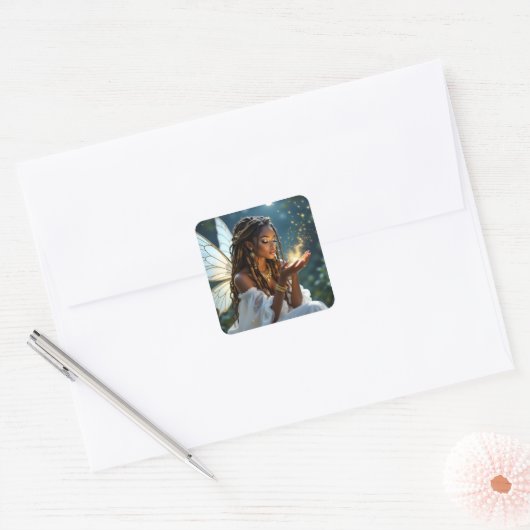 Keeping in Touch | Fairy and Gold Dust Vierkante Sticker (Envelop)