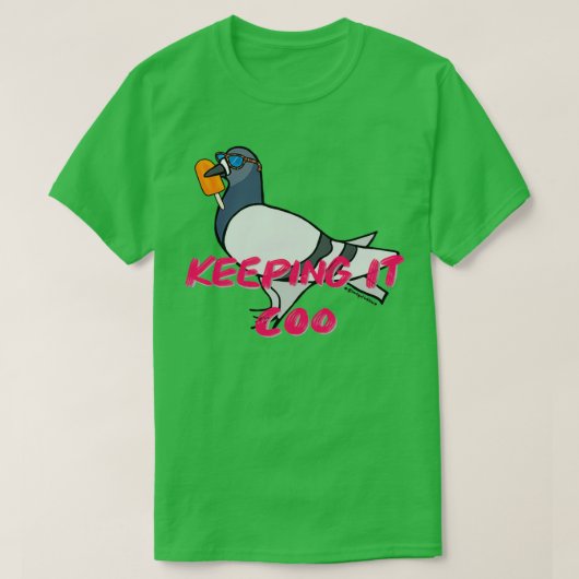 Keeping It Coo Fred the Pigeon Summer Illustration T-shirt (Design voorkant)