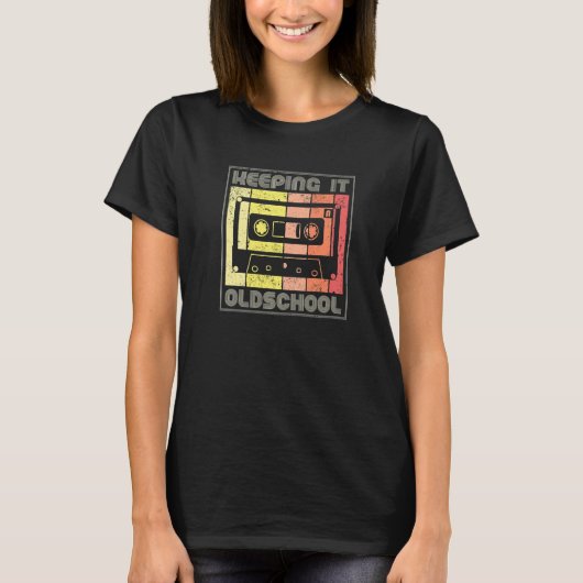 Keeping It Oldschool 80s 90s Cassettes Mixtape  Re T-shirt (Voorkant)