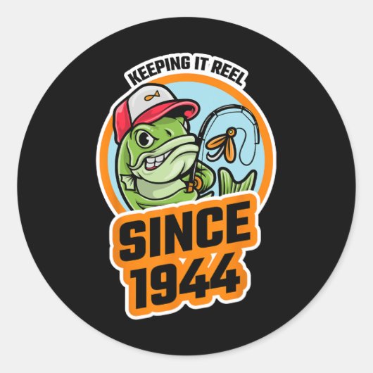 Keeping It Reel Since 1944 Fisherman Fisherwoman B Ronde Sticker (Voorkant)