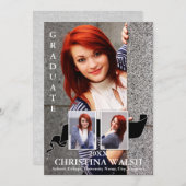 Keepomwille 3 Photo Black Ribbon Afstuderen Kaart (Voorkant / Achterkant)