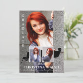 Keepomwille 3 Photo Black Ribbon Afstuderen Kaart (Staand voorkant)