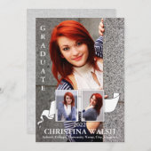 Keepomwille 3 Photo White Ribbon Afstuderen Kaart (Voorkant / Achterkant)