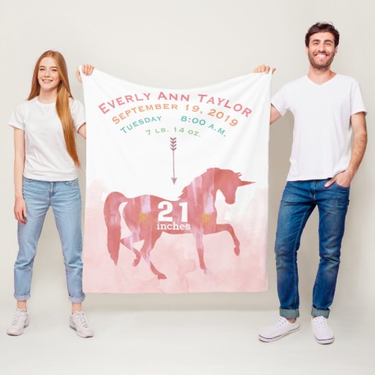 Keepomwille Baby Girl Blush Coral Birth Stat Unico Fleece Deken (In situ)