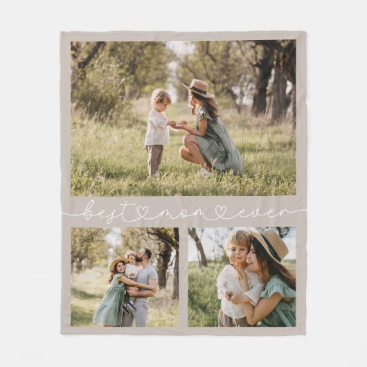 Keepomwille Best Mam ooit Photo Beige Fleece Deken (Voorkant)