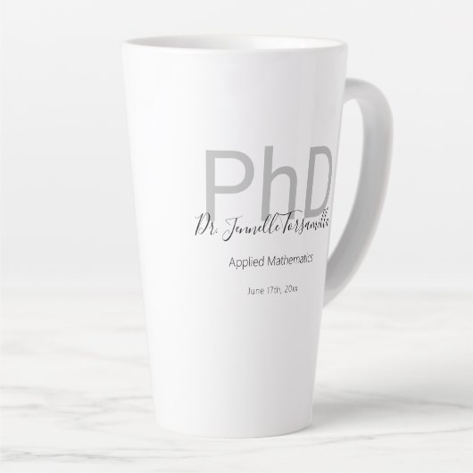 Keepomwille Black Grey Name PhD Afstuderen Latte Mok (Rechterhoek)