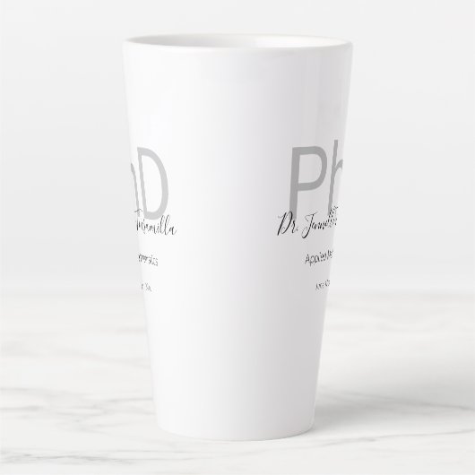 Keepomwille Black Grey Name PhD Afstuderen Latte Mok (Voorkant)