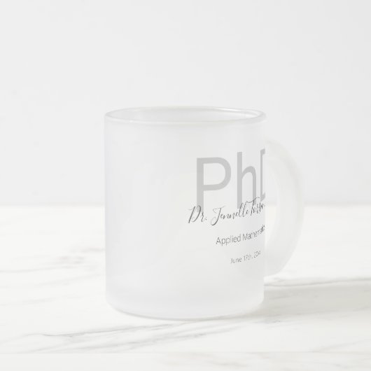 Keepomwille Black Grey Name PhD Afstuderen Matglas Koffiemok (Voorkant rechts)