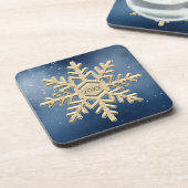 Keepomwille Dated Gold Snowflake op Blue Bier Onderzetter (Linkerzijde)