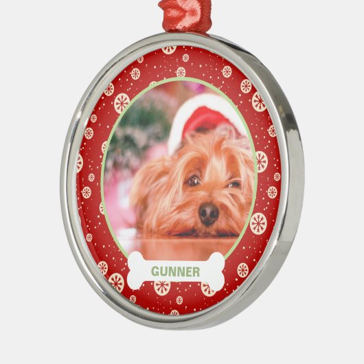 Keepomwille Dog Foto kerstfeestdag gepersonaliseer Metalen Ornament (Links)
