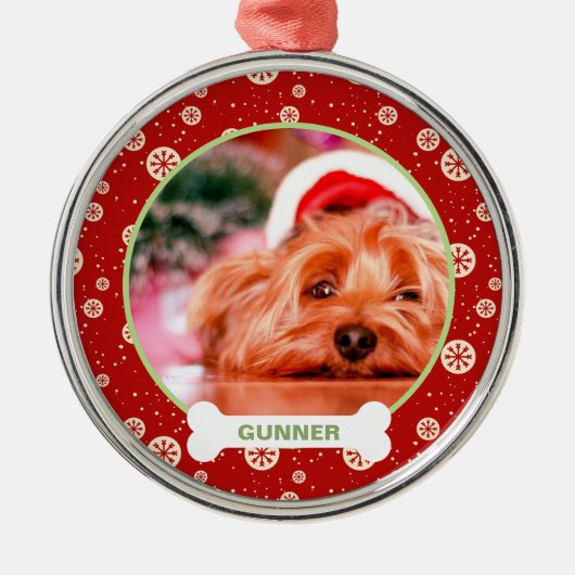 Keepomwille Dog Foto kerstfeestdag gepersonaliseer Metalen Ornament (Voorkant)