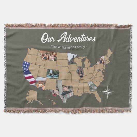 Keepomwille Family Travel USA Photo Collage Throw  Deken (Voorkant)