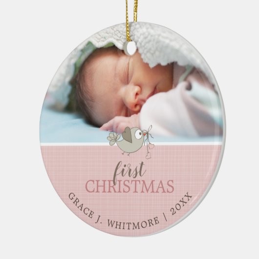 Keepomwille First kerstfoto Girl Keramisch Ornament (Links)