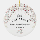 Keepomwille First kerstfoto Greenery Keramisch Ornament (Achterkant)