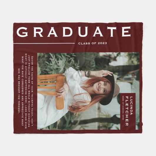 Keepomwille Foto's en Quote Afstuderen Gift Burgun Fleece Deken (Voorkant (Horizontaal))