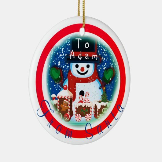 Keepomwille gepersonaliseerd van de Kerstman Keramisch Ornament (Rechts)